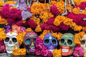 skull masks and flowers