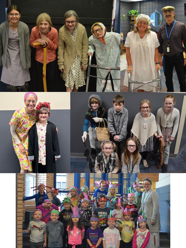 students and staff dressed old