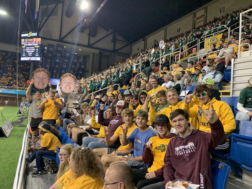 football team in the stands at ndsu