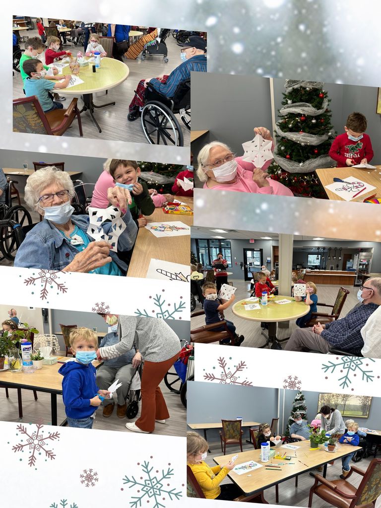 students and residents doing crafts