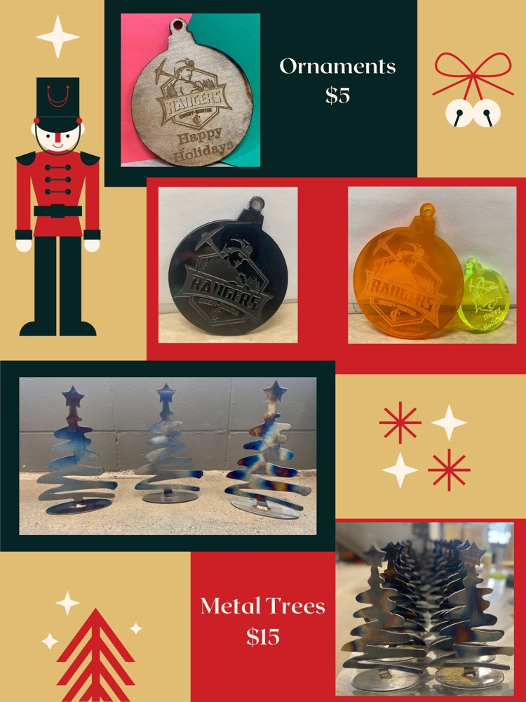 trees and ornaments for sale