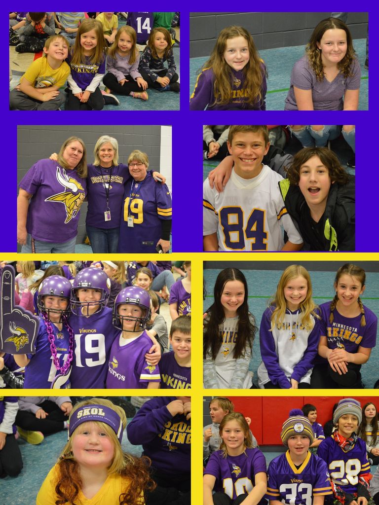 students dressed up in Vikings gear
