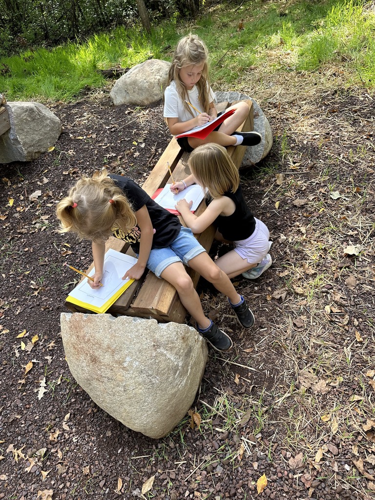 students drawing and writing