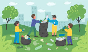 clipart of people cleaning the community